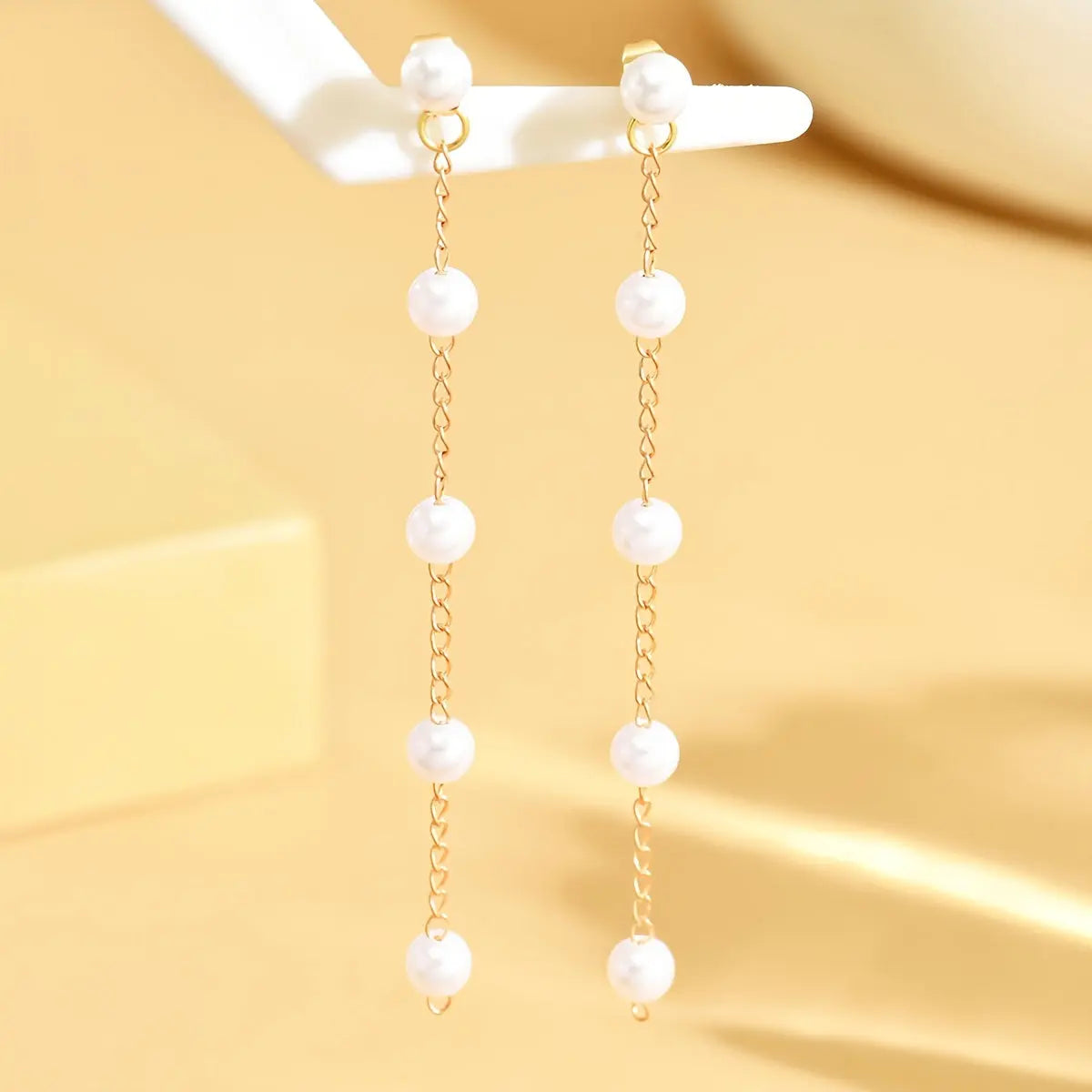 1 Pair Faux Pearl Earrings For Women Faux Pearl Tassel Drop Earrings Elegant Long Dangle Earrings Wedding Pendant Earrings all beauty