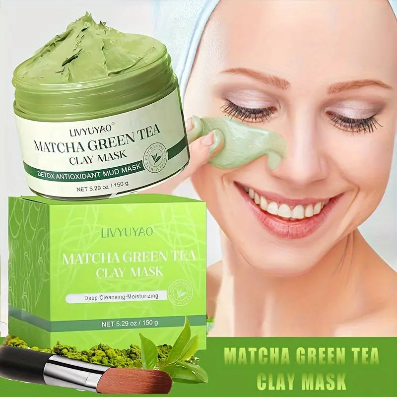 1pc Purifying Green Tea Clay Facial Mask With Volcanic Mud - Deep Washing Face Skin 5.29oz all beauty