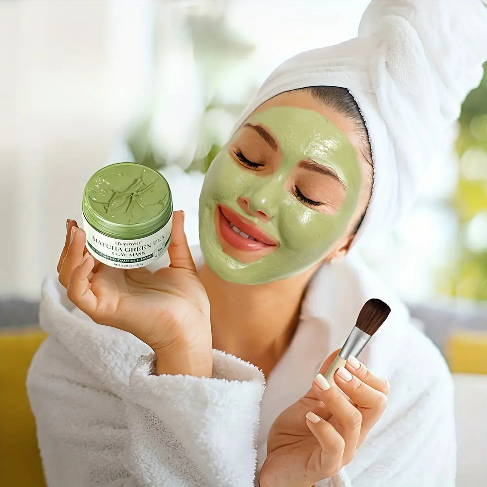 1pc Purifying Green Tea Clay Facial Mask With Volcanic Mud - Deep Washing Face Skin 5.29oz all beauty