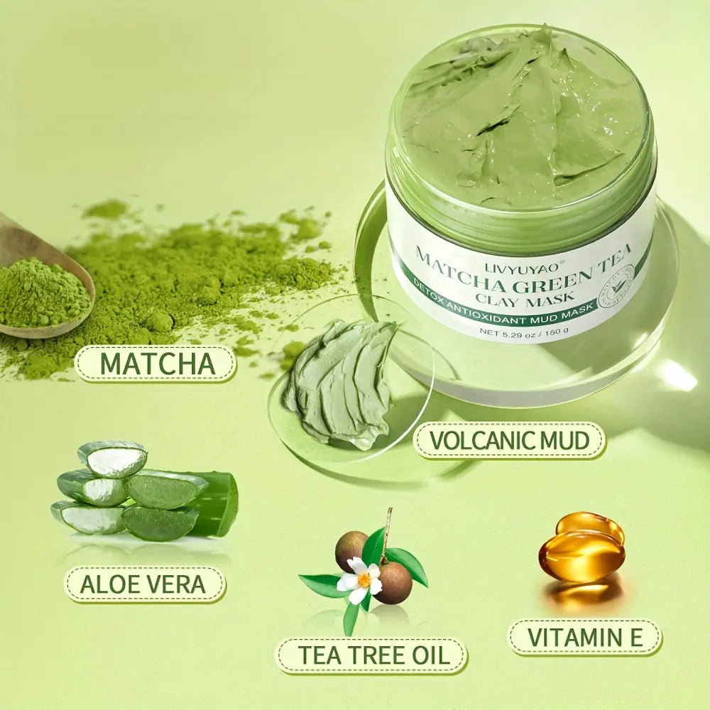 1pc Purifying Green Tea Clay Facial Mask With Volcanic Mud - Deep Washing Face Skin 5.29oz all beauty