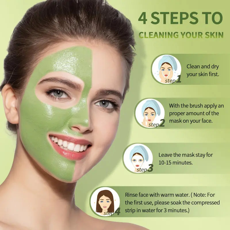 1pc Purifying Green Tea Clay Facial Mask With Volcanic Mud - Deep Washing Face Skin 5.29oz all beauty