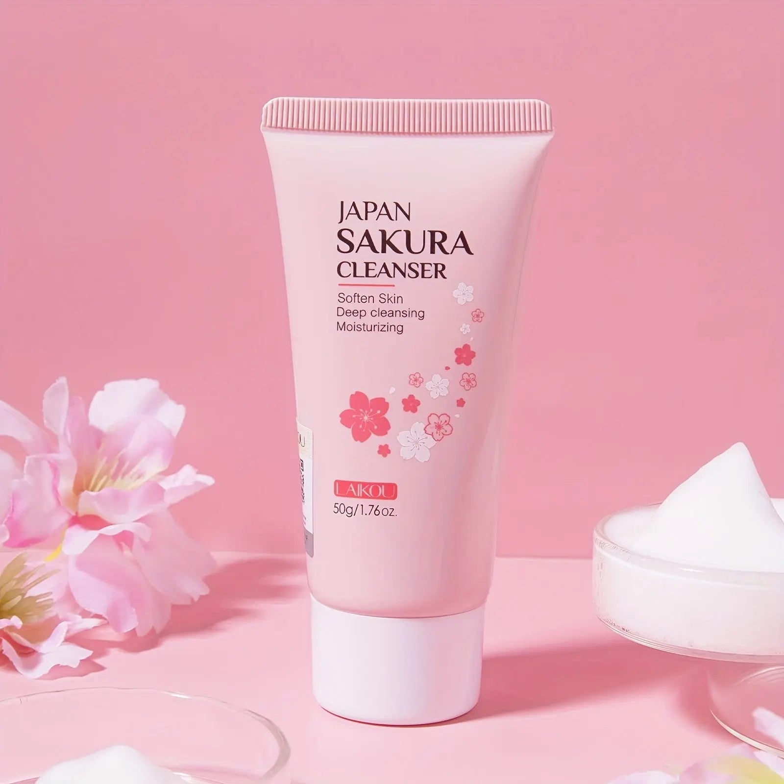 1pc Sakura Facial Cleanser, Foam Facial Cleanser, Deep Cleaning Moisturizing Cleanser all beauty