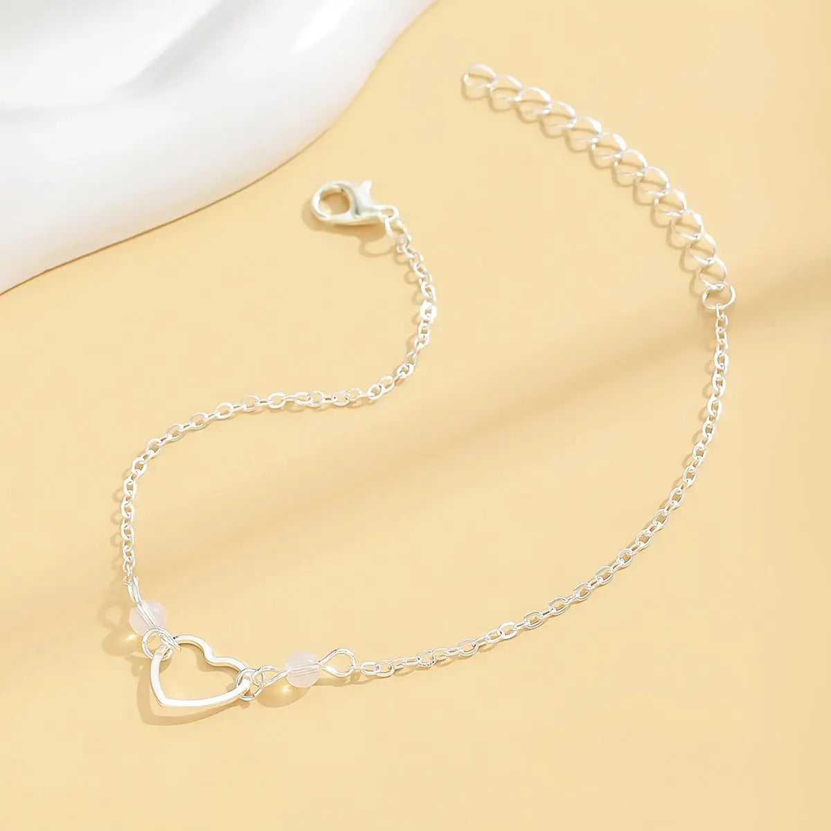 1pc Simple Spring And Summer Beach Style Hollow Peach Heart Imitation Crystal Ladies Fashion Anklet all beauty