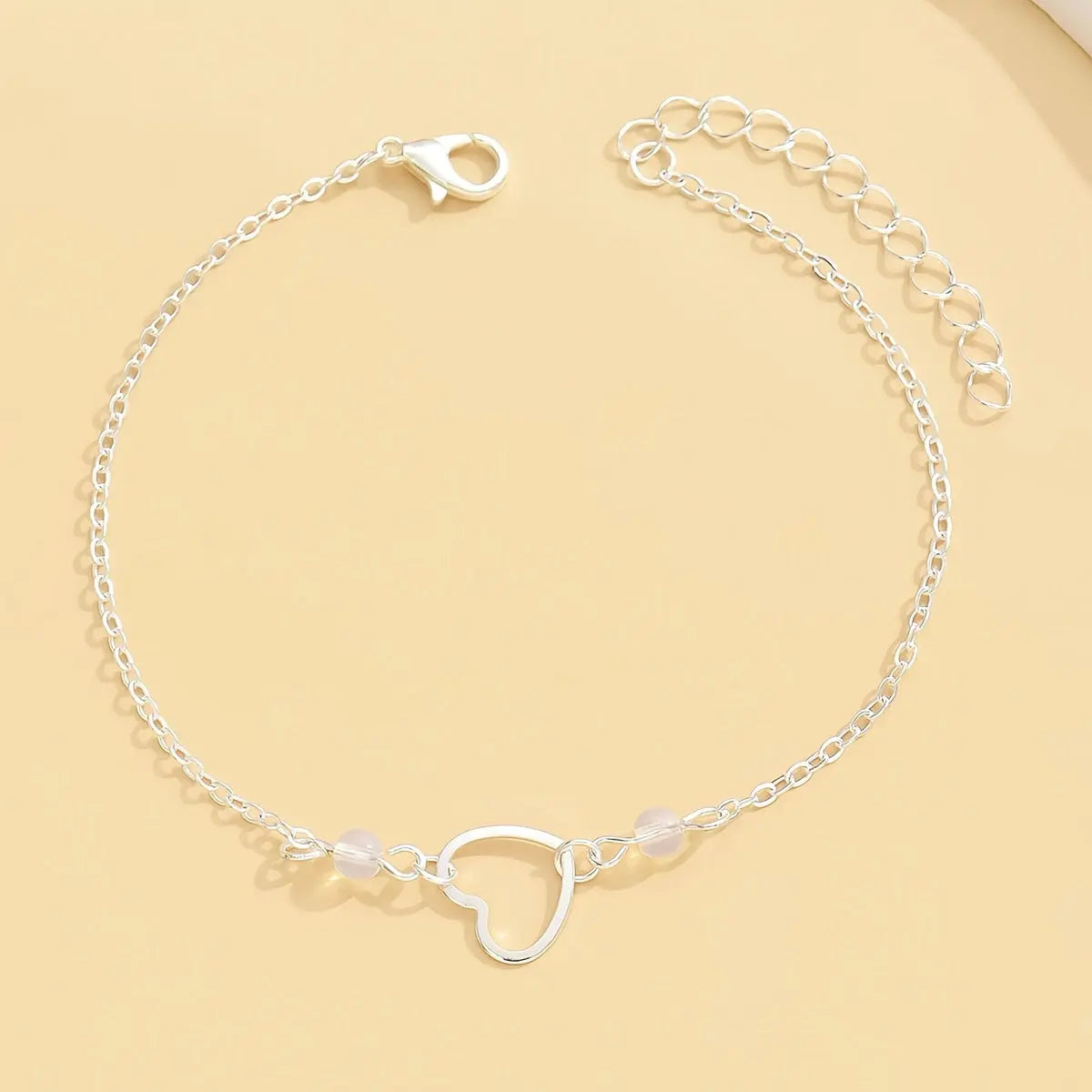 1pc Simple Spring And Summer Beach Style Hollow Peach Heart Imitation Crystal Ladies Fashion Anklet all beauty