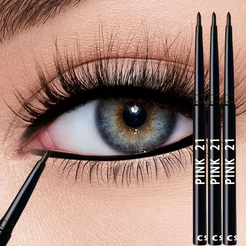 3pcs Black Eyeliner Pencils - Waterproof, Sweatproof & Smudge-Proof with Easy Twist Application for Flawless Eye Makeup all beauty