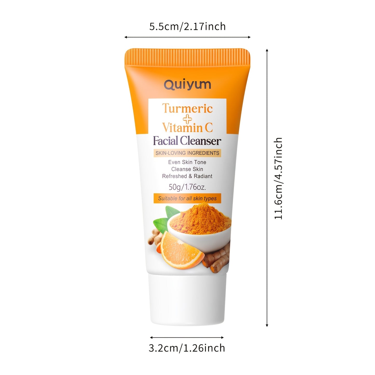 All beauty, [Moisturizing Effect] Quiyum Turmeric &amp; Vitamin C Face Wash 1.76oz - Gentle, Non-Drying Formula with Hyaluronic Acid for Smooth Skin, Hydrating Face Wash, Perfect for All Skin Types!