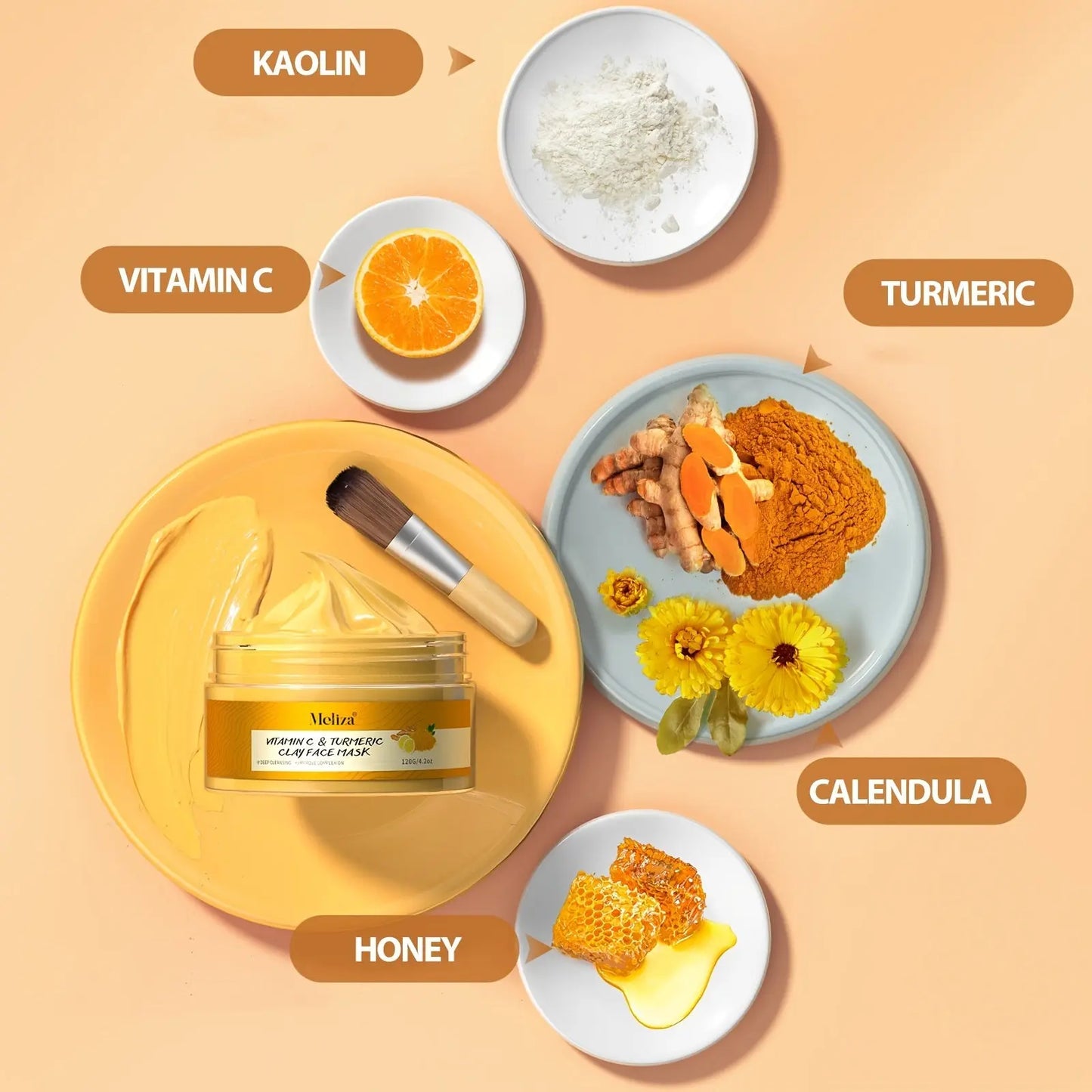 All beauty introduces you 120g turmeric Vitamin C Cleansing Mask Turmeric Mud Mask Deep Cleansing Mask Vitamin C Mask New Year's Valentine's Day gift all beauty