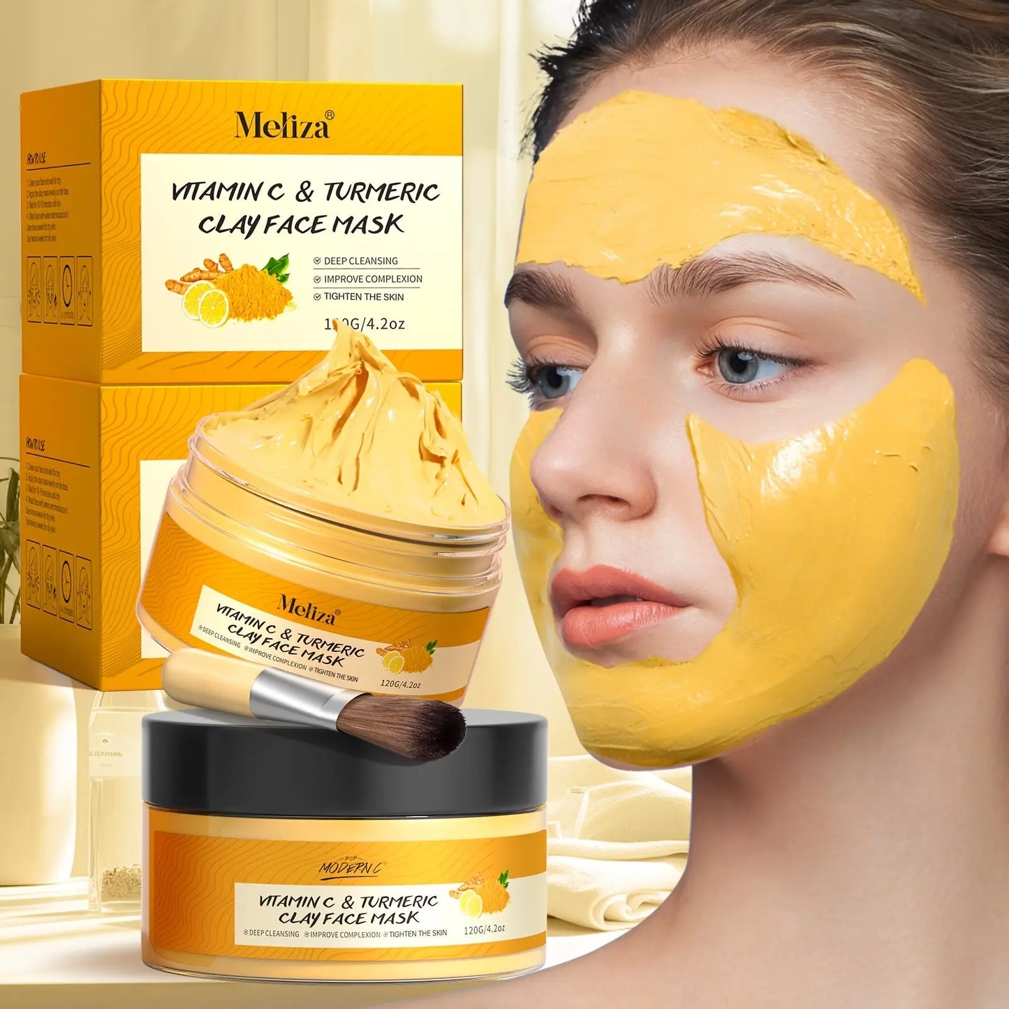 All beauty introduces you 120g turmeric Vitamin C Cleansing Mask Turmeric Mud Mask Deep Cleansing Mask Vitamin C Mask New Year's Valentine's Day gift all beauty