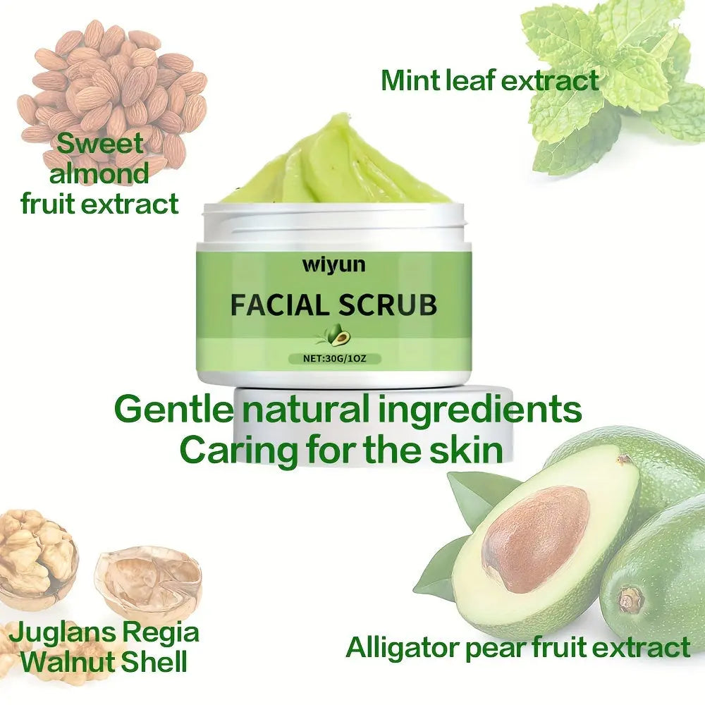 Avocado Facial Scrub Walnut Shell Gentle Exfoliation Deep Cleansing Men And Women Face And Body Universal Travel Portable all beauty