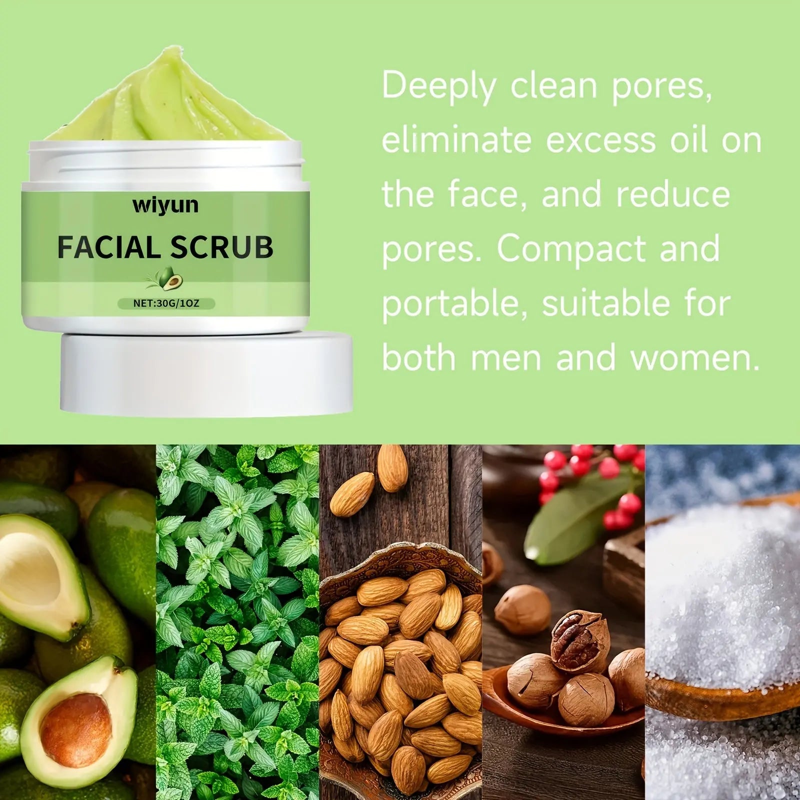 Avocado Facial Scrub Walnut Shell Gentle Exfoliation Deep Cleansing Men And Women Face And Body Universal Travel Portable all beauty