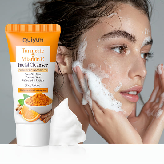 All beauty, [Moisturizing Effect] Quiyum Turmeric &amp; Vitamin C Face Wash 1.76oz - Gentle, Non-Drying Formula with Hyaluronic Acid for Smooth Skin, Hydrating Face Wash, Perfect for All Skin Types!