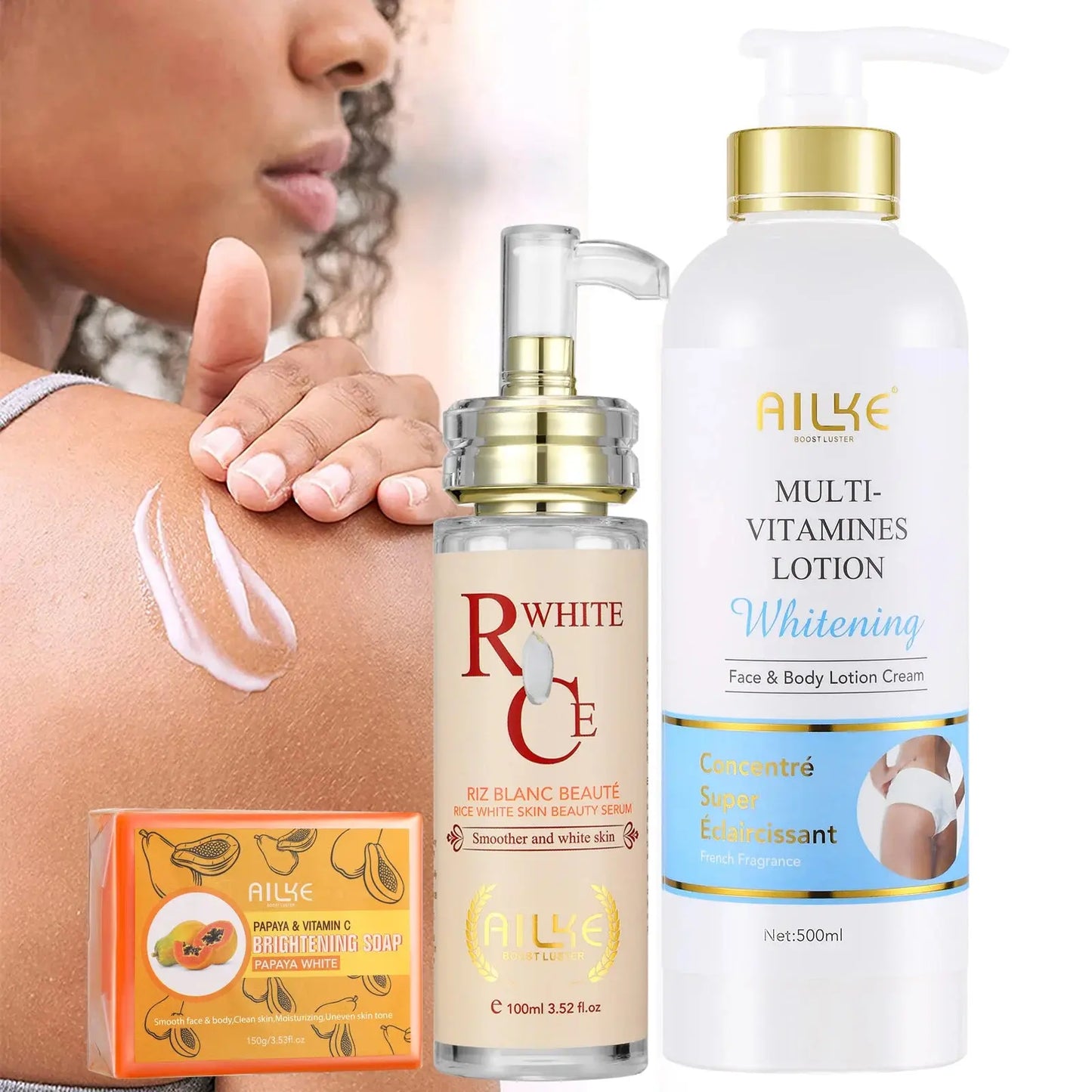 all Beauty, Natural Multi-Vitamin Lightening Skin Care Kit, Moisturizes, Even Toning, Remove Blemishes, Clean & Soothing Skin all beauty