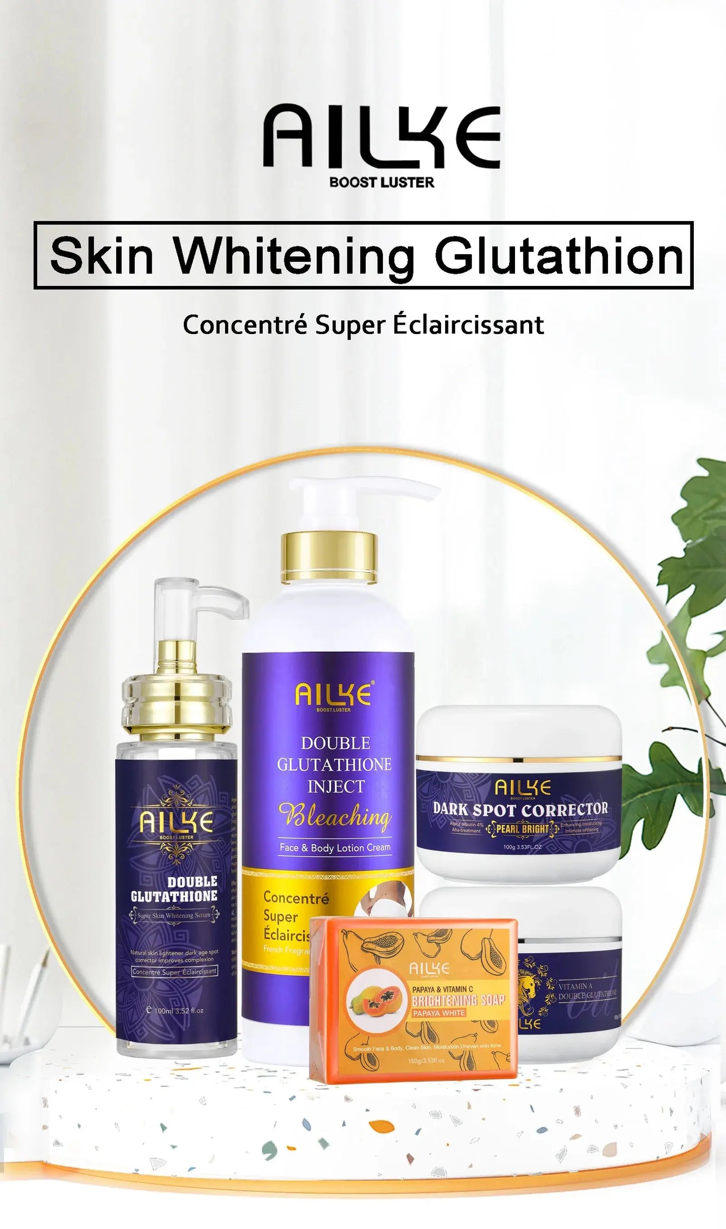 all beauty AILKE Bleaching Skin Care, With Double Glutathione, Lightening, Moisturizing, Remove Dark Spots, Melanin, Skin Glowing Face Care all beauty