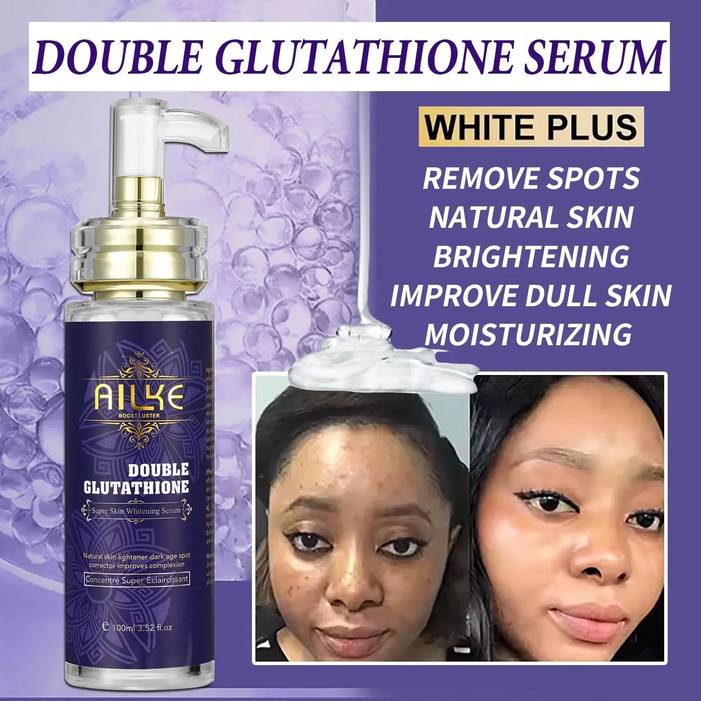 all beauty AILKE Bleaching Skin Care, With Double Glutathione, Lightening, Moisturizing, Remove Dark Spots, Melanin, Skin Glowing Face Care all beauty